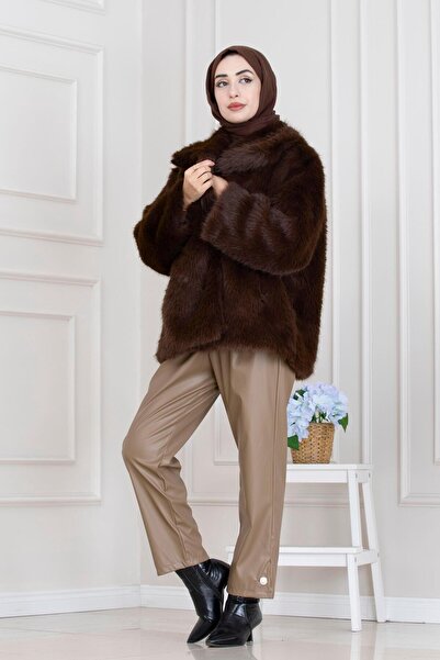 Sevitli Guler șal cu velcro din blană artificială-MARO