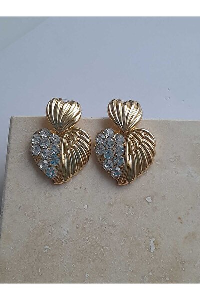 Bubbleatelier Gold Heart Earrings with Stones