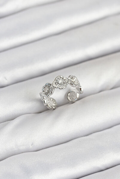 Skygo Brass Silver Color Clover Model Women's Ring - Tj-Byk3895