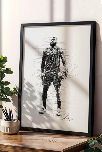Saturn Pictură înrămată cu LeBron James, baschet NBA - poster estetic