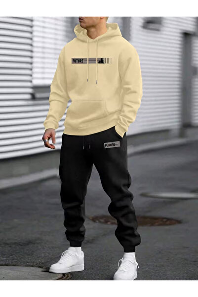 Flaubert Falubert-Men's Printed Hb Oversized Sweatahirt -Sweatpants 2-Piece Set