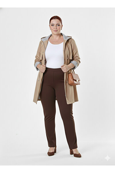 AKŞEN GİYİM Trench coat de mărime mare, cu glugă detașabilă, cu manșete cu du...