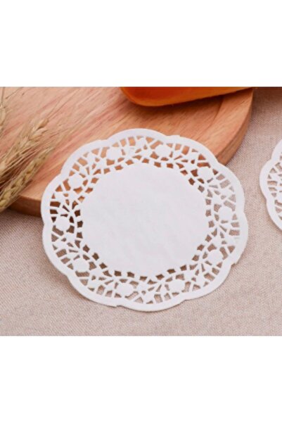 Mebey Home Yuvarlak Dantel Kağıt 9cm 200 adet Bardak Altlığı ve Tatlı Sunum K...