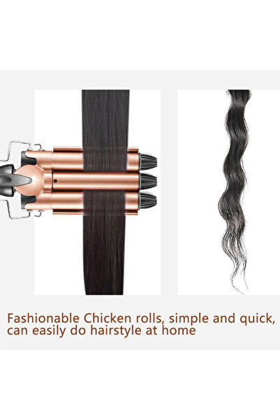 UNİBOX Triple Hair Curler with Ceramic Coating, Negative Ions, Automatic Adjustment, Modern Design,