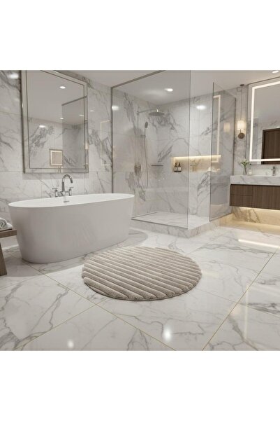 ROSSEV Boru Desenli Yumuşak Tüylü Halı Yuvarlak 100 x 100