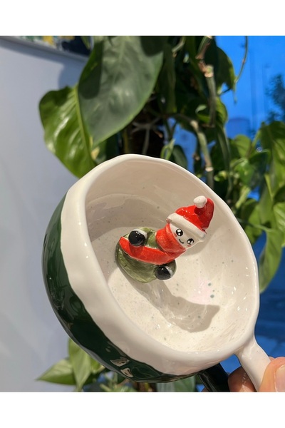 visera Handmade Mug with a Snowman Figure with a New Year's Theme