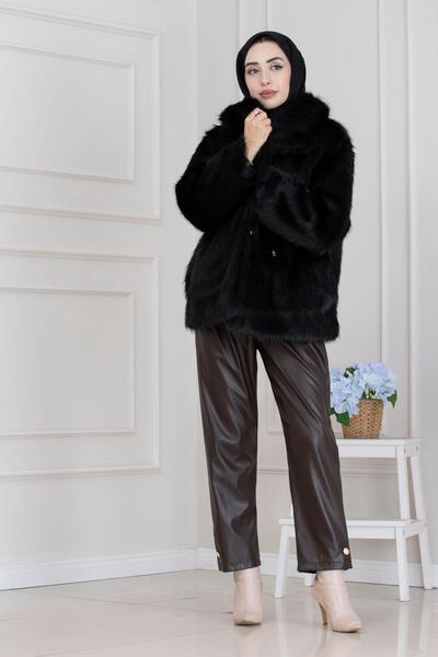 Sevitli Shawl Collar Velcro Faux Fur-Black