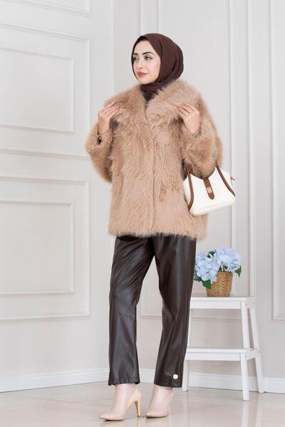 Sevitli Shawl Collar Velcro Faux Fur-Mink