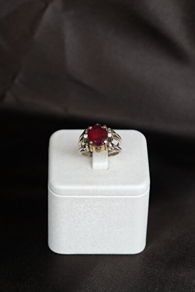 Luna Mistik Topaz ve Garnet (Lal) Doğal Taşlı Çift Taraflı Gümüş Yüzük