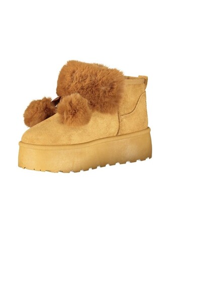 Laura Biagiotti - women's ankle boots with fur/decorative pompom, 4 cm platform - brown color