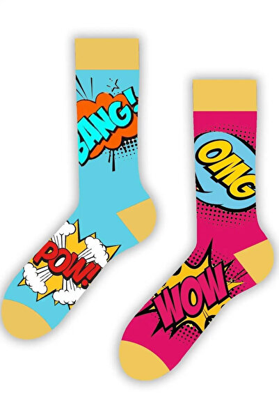 CANMODA Șosete cu model Bang Pow diferite pentru mâna dreaptă și stânga (potr...