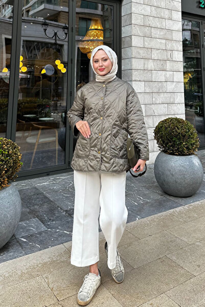 LOCCO Women's Quilted Pattern Thin Jacket Mildew Green