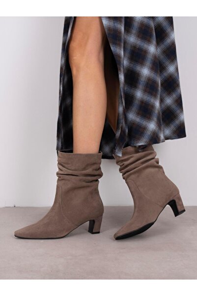 ECENİN BUTİĞİ Cylin Vizon Süet Hakiki Deri Kadın Bot