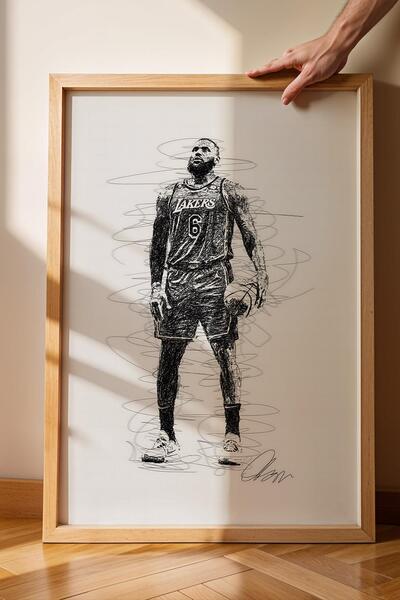 Saturn Pictură înrămată cu LeBron James, baschet NBA - poster estetic