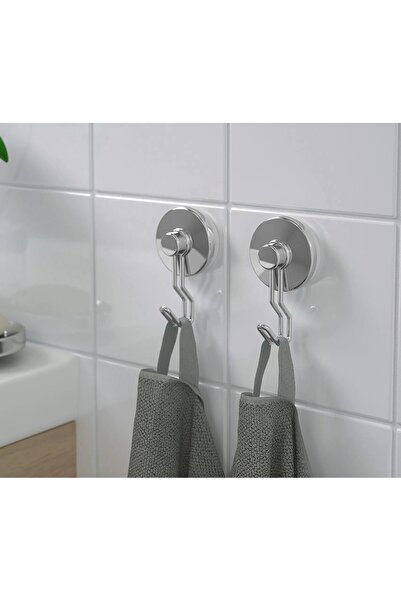 TEZPAZAR Krokfjorden 2'li Set Vantuzlu Duvar Askısı 2 Adet Çelik Banyo Havlu ...