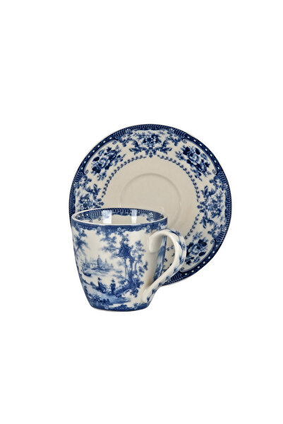 Lucky Art Florantine 4-Piece Coffee Cup Set Blue