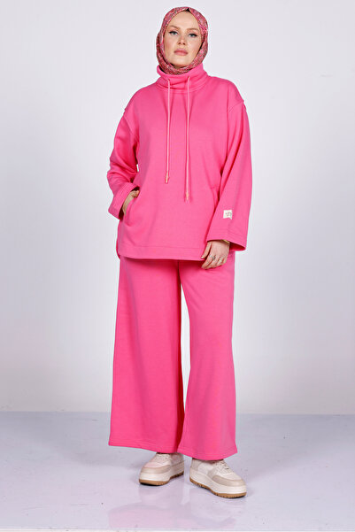 My City 6127 - Stylish Comfortable 3 Thread Fleece-Lined Jersey Turtleneck Loose Women's Set