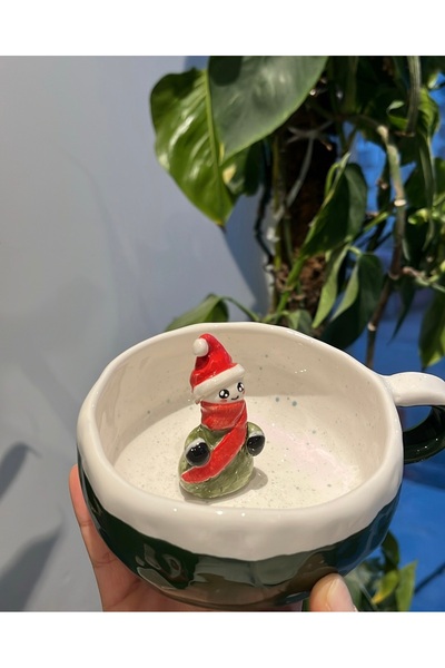 visera Handmade Mug with a Snowman Figure with a New Year's Theme