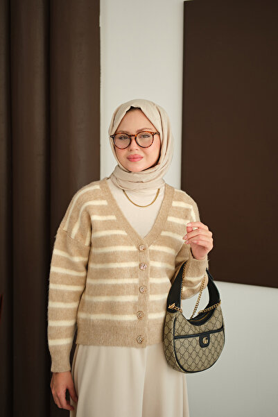 LOCCO Γυναικεία κοντή πλεκτή ζακέτα βιζόν