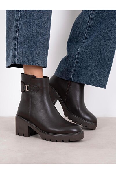 ECENİN BUTİĞİ Oribel Kahve Hakiki Deri Kadın Bot