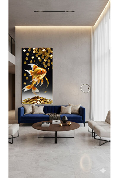 BLT DİZAYN Money and Fish Themed Modern Decorative Glass Painting
