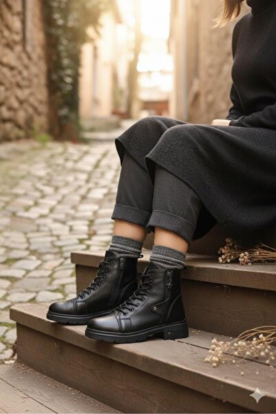 Mehmet Mete 1180 Γυναικείες μπότες από γνήσιο δέρμα με άνετη ζεστή επένδυση, ...