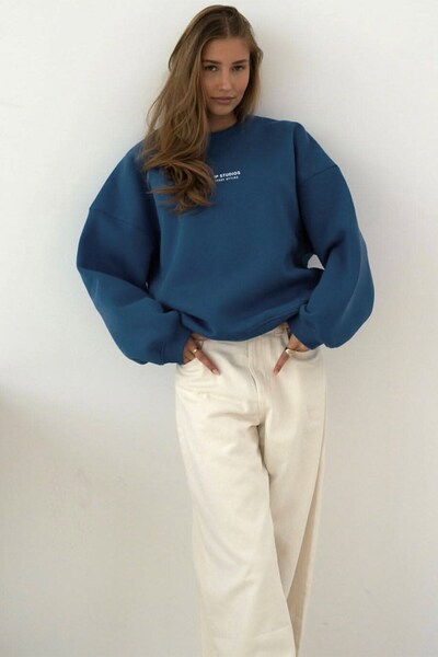 The Champ Clothing Γυναικείο φούτερ oversized CHMP STUDIOS Marine – Crew Neck, 3-κλωνο φλις με σαρδουνισμένο επένδυση