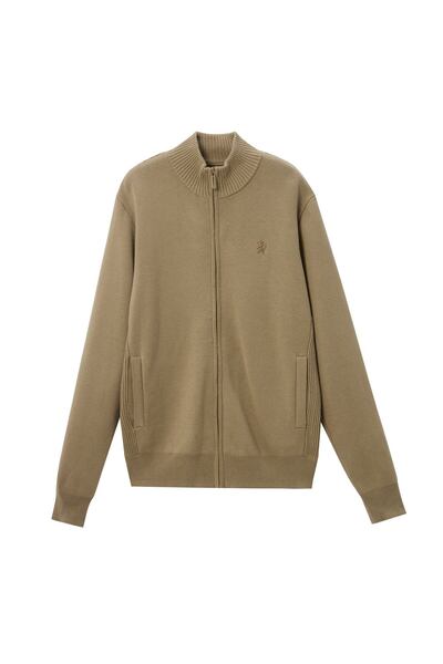 Giordano Men's Full-Zip Mock Neck Textured Knit Cardigan