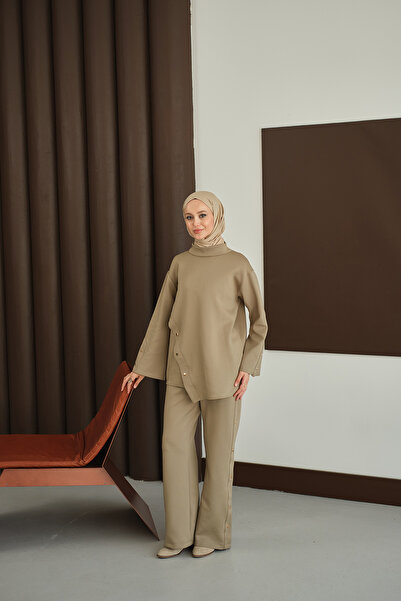 LOCCO Women's Mock Neck Set Green