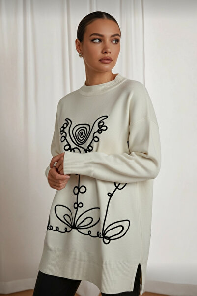 NEWCO Comfortable Fit Stylish Patterned Knitwear Long Sweater Modern and Elegant Appearance