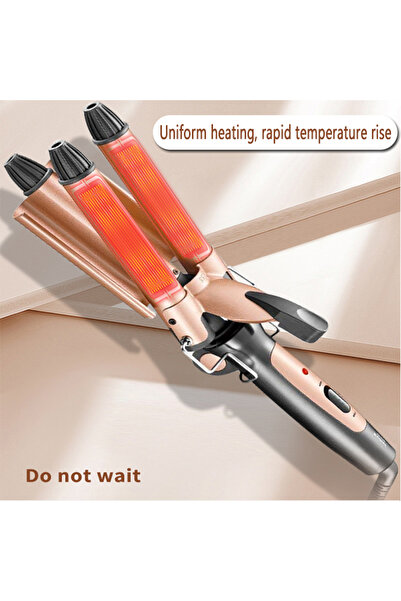 UNİBOX Triple Hair Curler with Ceramic Coating, Negative Ions, Automatic Adjustment, Modern Design,