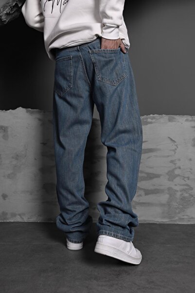 Slatra Men's Blue Washed Baggy Pants