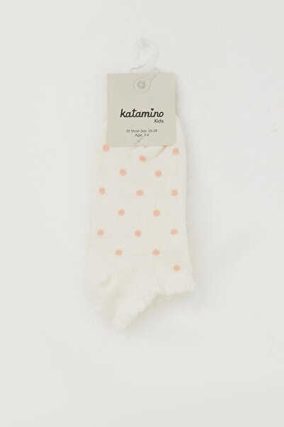 Katamino Κοριτσίστικα μποτάκια κάλτσες με σχέδιο πουά 1-12 ετών, κρεμ
