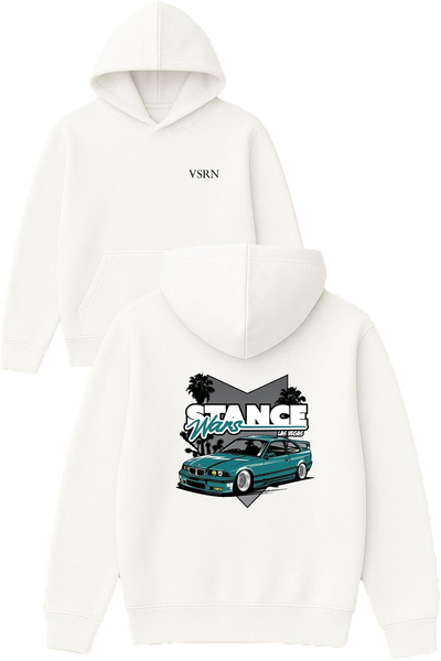 VSRN Hanorac alb supradimensionat cu glugă și imprimeu Stance Design