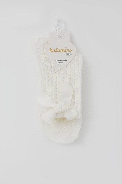 Katamino Girl's Socks with Mesh Detail, Ages 7-10, Ecru