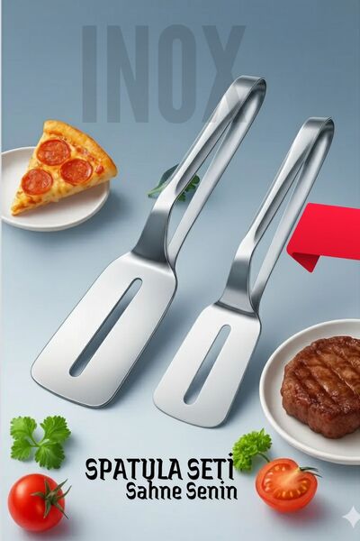 Transformacion 2-Piece Stainless Steel Spatula Set – Ergonomic Design for Serving Pizza, Dessert, and Meat 722489