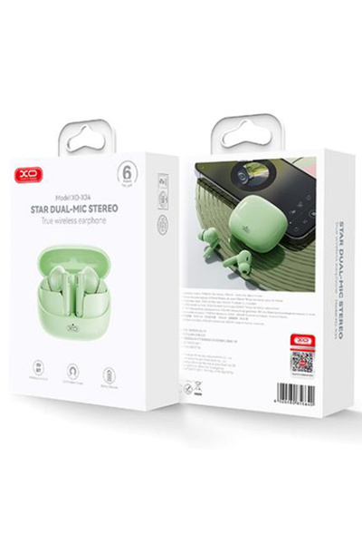 Xo Casti Wireless (X34), Ear Buds, BT 5.3, 300mAh, Green