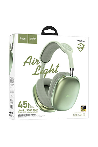 Hoco Casti Wireless (W35), Casti Wireless, Over Ear, BT 5.3, 200h StandBy, Air Triumph | Green