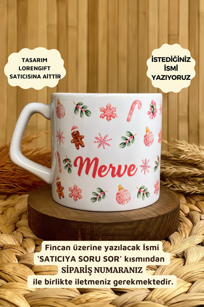 Loren Yılbaşı Temalı Kişiye Özel İsimli Porselen Lüks Kupa - Sweet