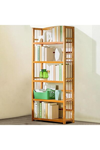 genric FFD Bamboo Bookshelf Cabinet (5-Tier) - Freestanding Wooden Bookcase S...