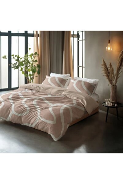 Sleeptime Pure Clay Contours Duvet Cover Set Peach Brown 140x200, 100% Cotton, 1 Pillowcase, T128, A