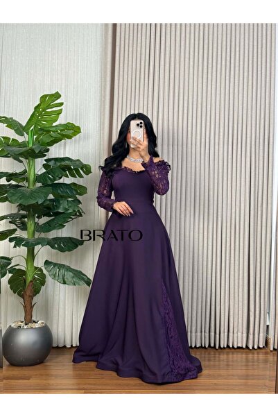 BRATO Mauve off-shoulder dress
