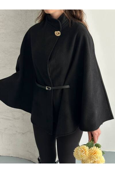 asur boutique Asur Boutique Women's Imported Cashmere Belted Poncho Standard Size 36-40