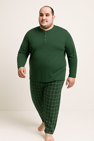 Mutlu City Men's High Quality Interlock Combed Cotton Plus Size Pajama Set 18546