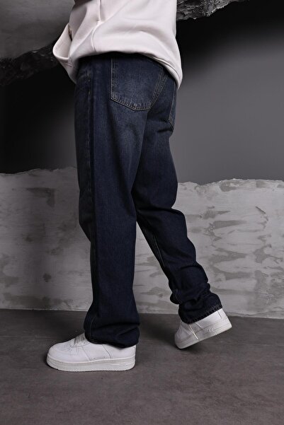 Slatra Men's Navy Blue Stone Baggy Trousers