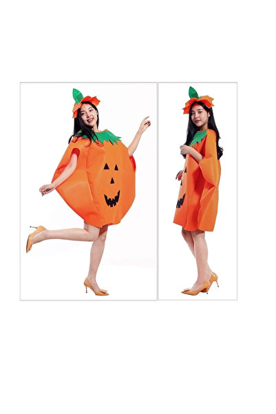 OEM Set 2 piese costum pentru Halloween, 86 x 87 cm, model dovleac, poliester, portocaliu