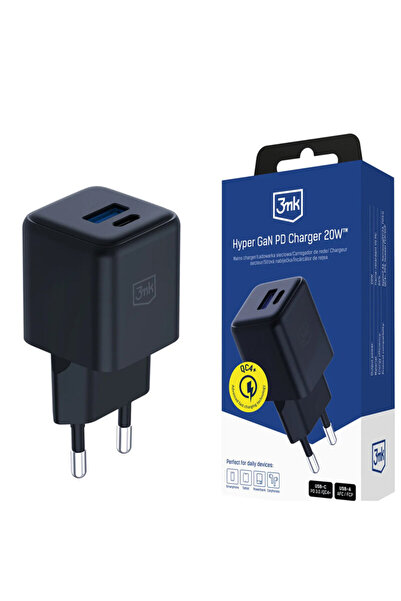 3MK USB wall charger 20W GaN QC4, Hyper, Black