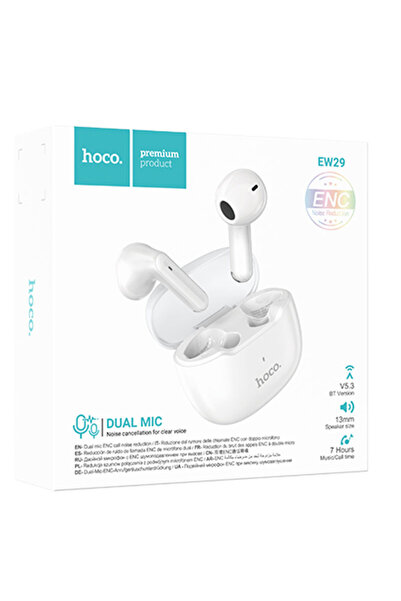 Hoco Casti Wireless (EW29), Casti Wireless, Ear Buds, BT 5.3, 180h StandBy, 400mAh, Depth, White