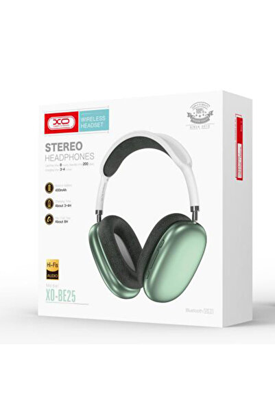 Xo Casti Wireless (BE25), Casti Wireless, Over Ear, BT 5.0, 300h StandBy, Gaming, Stereo | Green