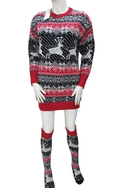 ADROM - Christmas Dress Set 2 pieces, red with black, One Size INTL